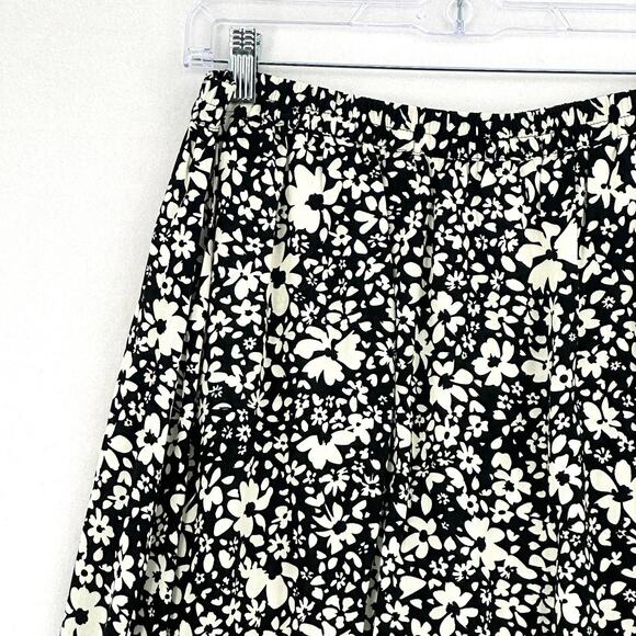 Vero Moda Maxi Slit Skirt Women L Black White Floral Print with Pockets - Picture 5 of 14